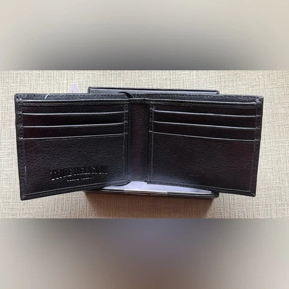 TRUE RELIGION Black Leather Wallet With Red Trim NWT
